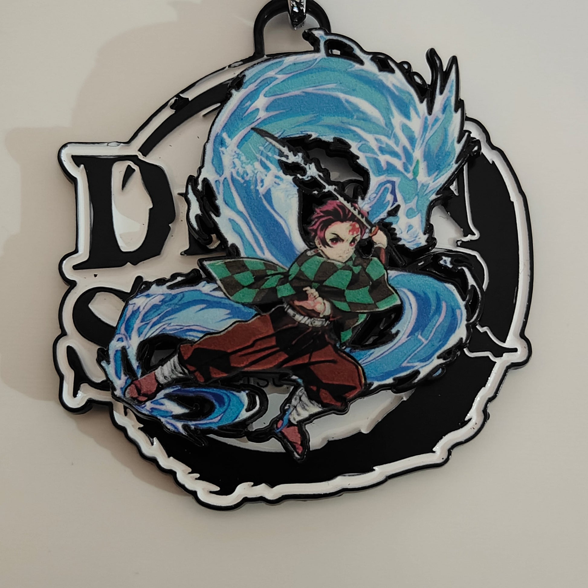 Tanjiro Kamado Spinning Metal Keychain – Water Breathing Dragon Form – Demon Slayer Merchandise - Otaku Haven