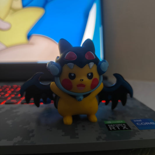 Pikachu in Mega Charizard X Cosplay – Flame-Winged Fury Figure - Pokemon - Otaku Haven