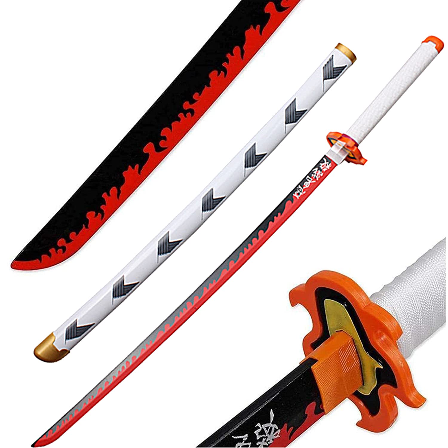 Rengoku Kyojuro Nichirin Katana – 104cm Wooden Demon Slayer - Otaku Haven